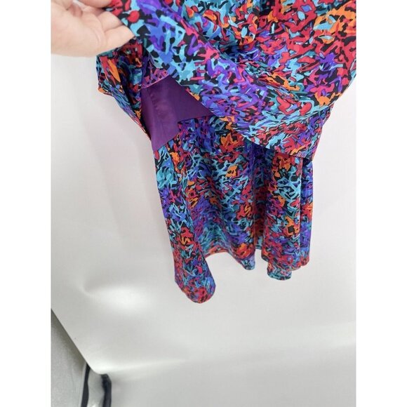 Umba for‎ Parnes Feinstein Vintage Colorful V-Neck Zip Back Dress Size 16, USA - Picture 8 of 12